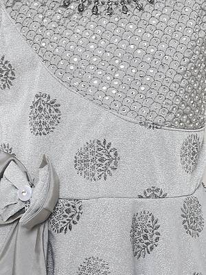 Grey Printed Nylon Kids Kurta Set 3