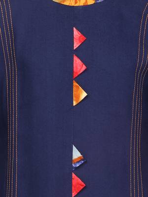 Blue Printed Cotton Kids Kurta Set 3