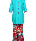 Green Printed Cotton Kids Kurta Set