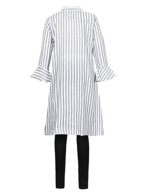 Grey Printed Cotton Kids Kurta Set 1