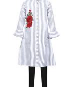 Blue Printed Cotton Kids Kurta Set