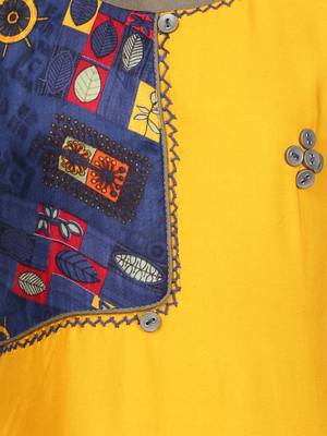 Yellow Printed Cotton Kids Kurta Set 3