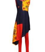 Blue Printed Cotton Kids Kurta Set