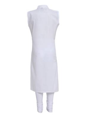 White Printed Cotton Kids Kurta Set 2