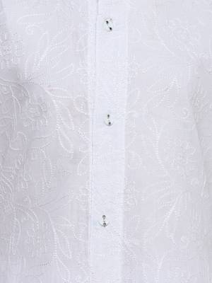 White Printed Cotton Kids Kurta Set 3