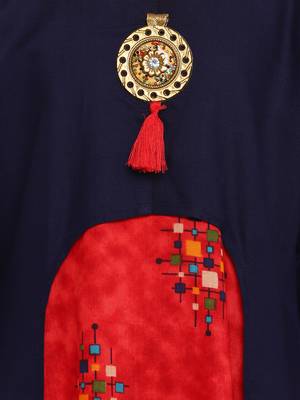 Blue Printed Cotton Kids Kurta Set 3