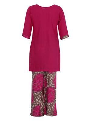 Pink Printed Cotton Kids Kurta Set 2