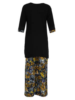 Black Printed Cotton Kids Kurta Set 2