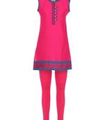 Pink Printed Cotton Kids Kurta Set
