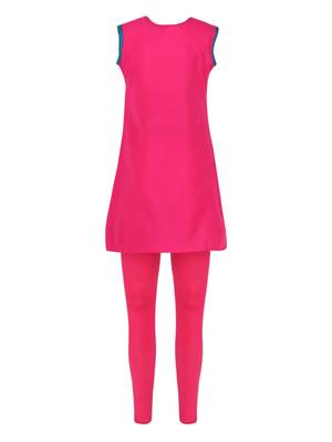 Pink Printed Cotton Kids Kurta Set 2