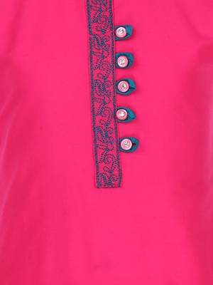 Pink Printed Cotton Kids Kurta Set 3