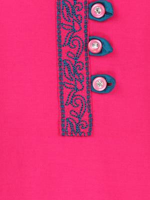 Pink Printed Cotton Kids Kurta Set 4