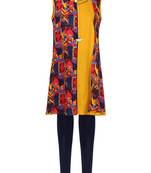 Yellow Printed Cotton Kids Kurta Set