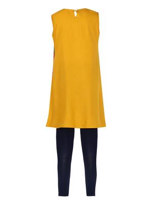 Yellow Printed Cotton Kids Kurta Set 2