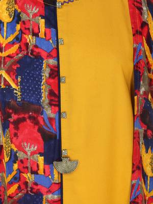 Yellow Printed Cotton Kids Kurta Set 3