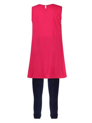 Pink Printed Cotton Kids Kurta Set 2