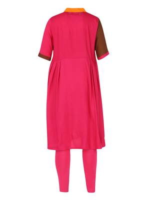 Pink Printed Cotton Kids Kurta Set 2