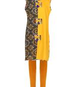 Yellow Printed Cotton Kids Kurta Set