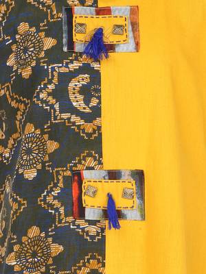 Yellow Printed Cotton Kids Kurta Set 3