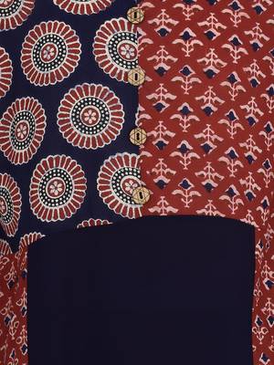 Red Printed Cotton Kids Kurta Set 3