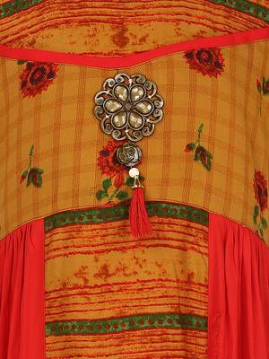 Orange Printed Cotton Kids Kurta Set 3