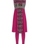 Grey Printed Cotton Kids Kurta Set