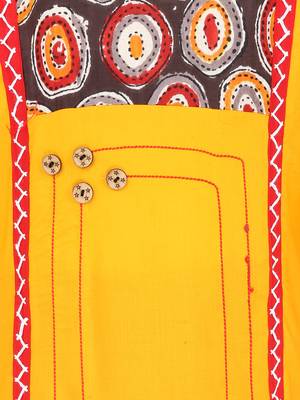 Yellow Printed Cotton Kids Kurta Set 3
