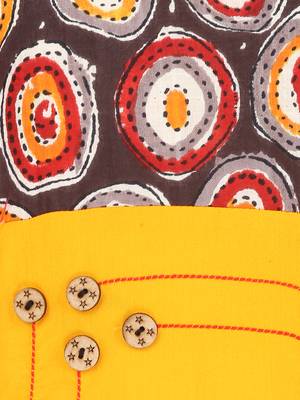 Yellow Printed Cotton Kids Kurta Set 4