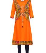 Yellow Printed Cotton Kids Kurta Set
