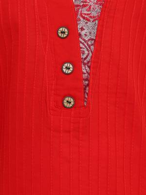 Red Printed Cotton Kids Kurta Set 3