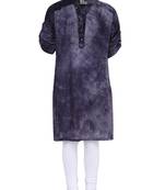 Grey Printed Cotton Kids Kurta Set