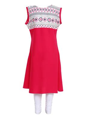 Pink Printed Cotton Kids Kurta Set 2