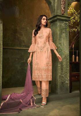 Orange embroidered santoon salwar 1