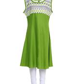 Green Printed Cotton Kids Kurta Set