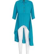 Blue Printed Cotton Kids Kurta Set