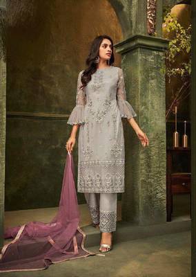 Grey embroidered santoon salwar 1