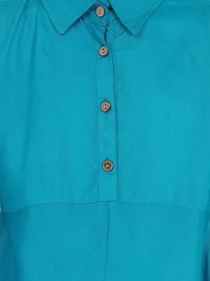 Blue Printed Cotton Kids Kurta Set 3