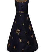 Navy Blue Silk Blend Party Gown