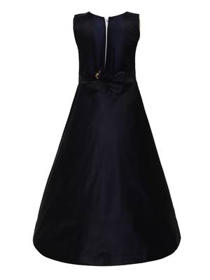 Navy Blue Silk Blend Party Gown 2