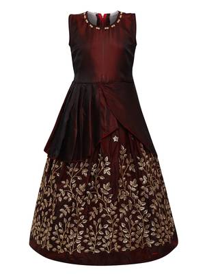 Red Silk Blend Party Gown 1