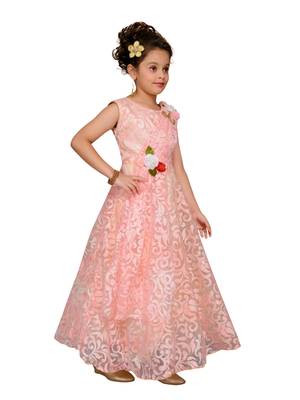 Pink Cotton Blend Party Gown 2