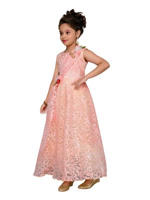 Pink Cotton Blend Party Gown 3