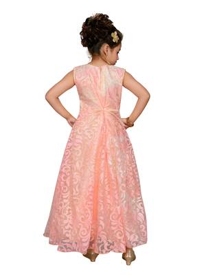 Pink Cotton Blend Party Gown 4