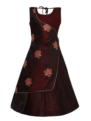 Brown Silk Blend Party Gown 1