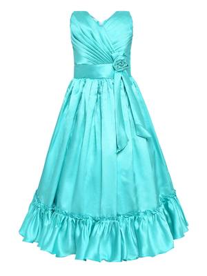 Green Satin Party Gown 1