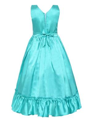 Green Satin Party Gown 2