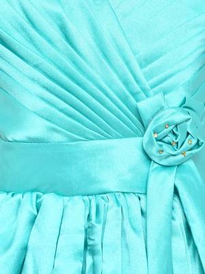 Green Satin Party Gown 3