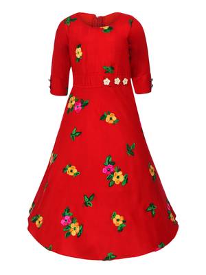 Red Rayon Party Gown 1