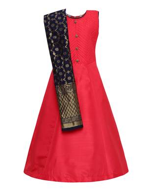 Red Silk Blend Party Gown 1