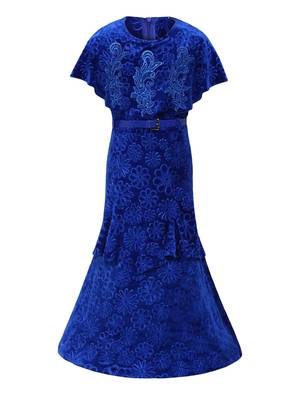Blue Velvet Party Gown 1